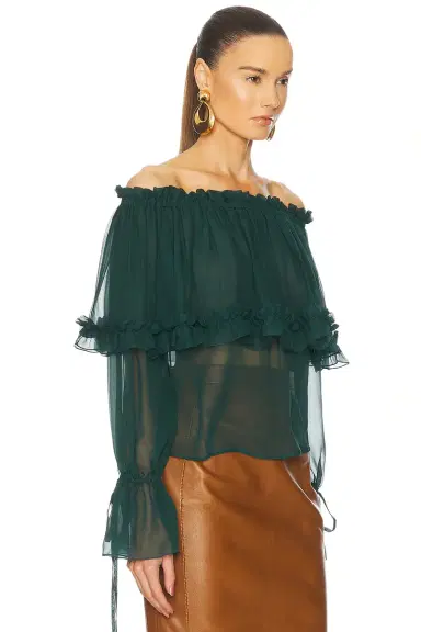Saint Laurent Sheer Off The Shoulder Blouse | Thumbnail 2 Saint Laurent Sheer Off The Shoulder Blouse | Thumbnail 2