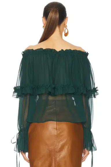 Saint Laurent Sheer Off The Shoulder Blouse | Thumbnail 3 Saint Laurent Sheer Off The Shoulder Blouse | Thumbnail 3