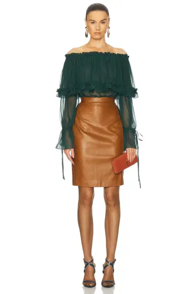 Saint Laurent Sheer Off The Shoulder Blouse | Thumbnail 4 Saint Laurent Sheer Off The Shoulder Blouse | Thumbnail 4