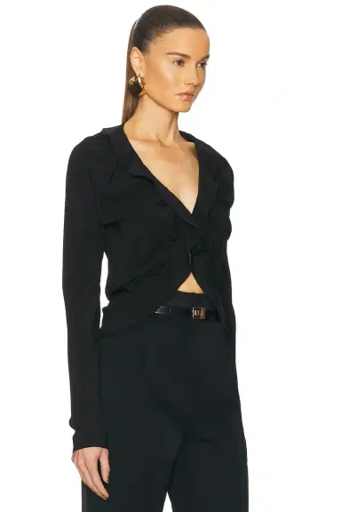 Saint Laurent Long Sleeve Ruffle Top | Thumbnail 2 Saint Laurent Long Sleeve Ruffle Top | Thumbnail 2