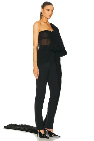 Saint Laurent One Shoulder Drape Top | Thumbnail 2 Saint Laurent One Shoulder Drape Top | Thumbnail 2