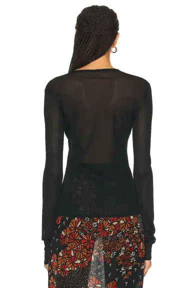 Saint Laurent Plunge Neck Sheer Top | Thumbnail 3 Saint Laurent Plunge Neck Sheer Top | Thumbnail 3