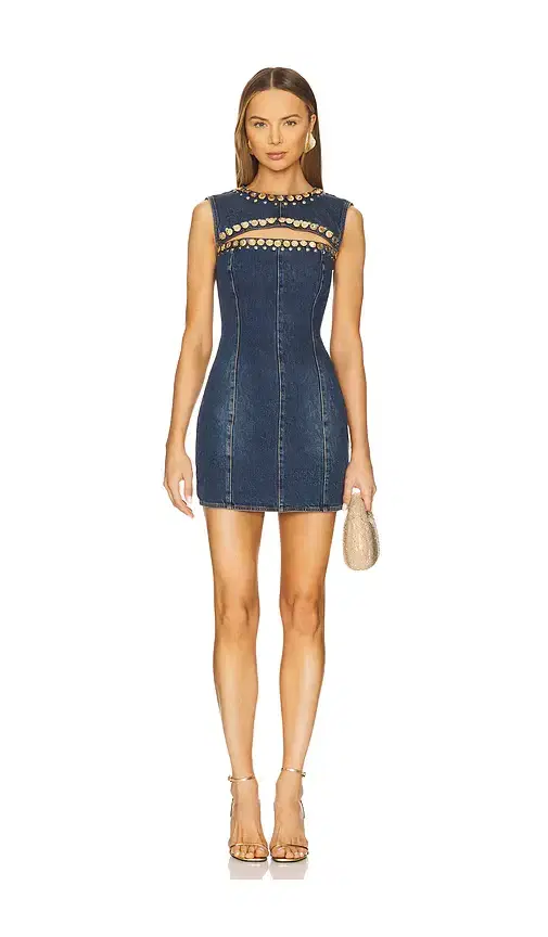AREA Crystal Cut Out Mini Dress