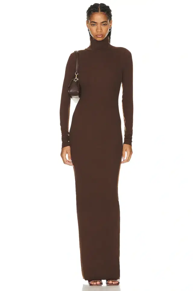 Eterne Long Sleeve Turtleneck Maxi Dress