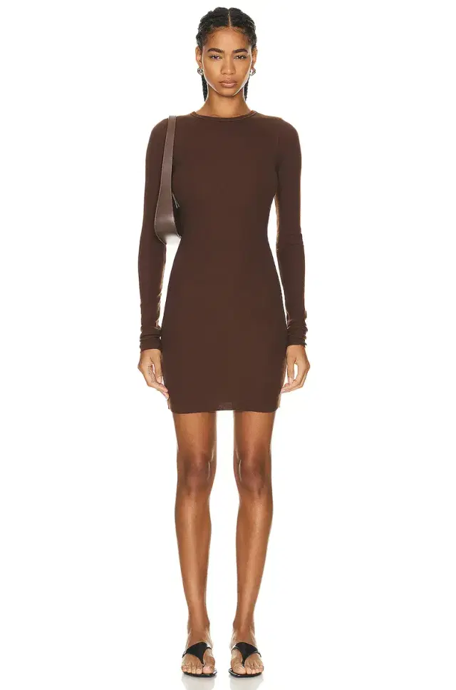 Eterne Long Sleeve Crewneck Mini Dress