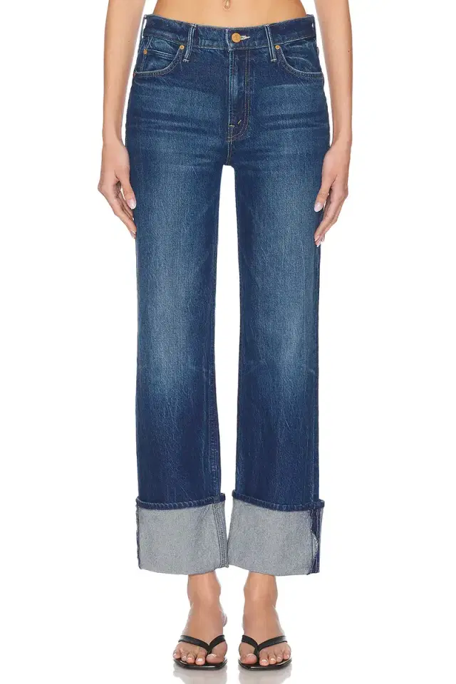 MOTHER The Checkerboard Duster Flood Cuff Jeans