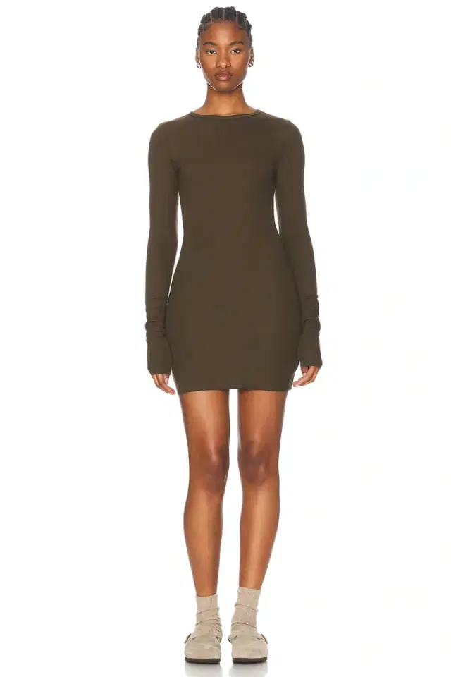 Eterne Long Sleeve Crewneck Mini Dress