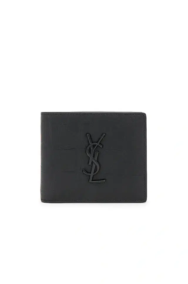 Saint Laurent Croc Embossed Billfold Wallet