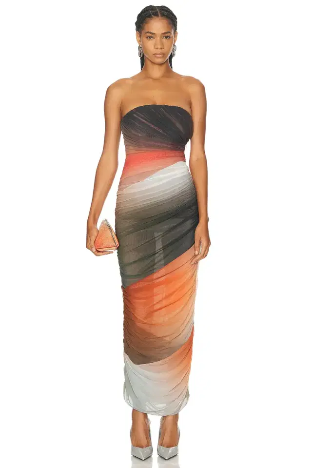 THE ATTICO Strapless Midi Dress