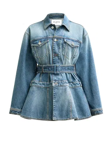 Alaïa Peplum Denim Jacket | Thumbnail 1 Alaïa Peplum Denim Jacket | Thumbnail 1