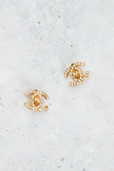 chanel Chanel 1996 CC Rhinestone Turnlock Clip-On Earrings | Thumbnail 2 chanel Chanel 1996 CC Rhinestone Turnlock Clip-On Earrings | Thumbnail 2