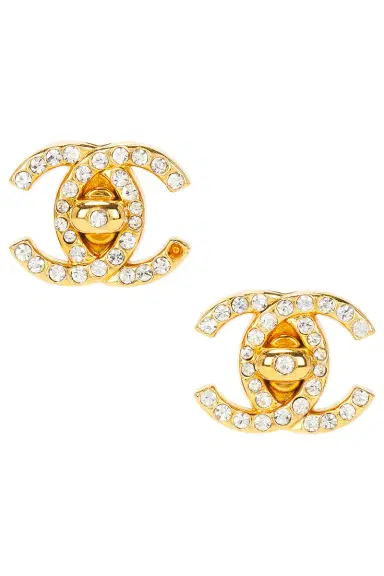 chanel Chanel 1996 CC Rhinestone Turnlock Clip-On Earrings | Thumbnail 1 chanel Chanel 1996 CC Rhinestone Turnlock Clip-On Earrings | Thumbnail 1