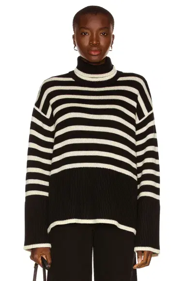 TOTEME Signature Stripe Turtleneck Sweater | Thumbnail 1 TOTEME Signature Stripe Turtleneck Sweater | Thumbnail 1