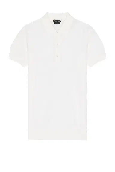 TOM FORD Piquet Short Sleeve Polo In Chalk | Thumbnail 1