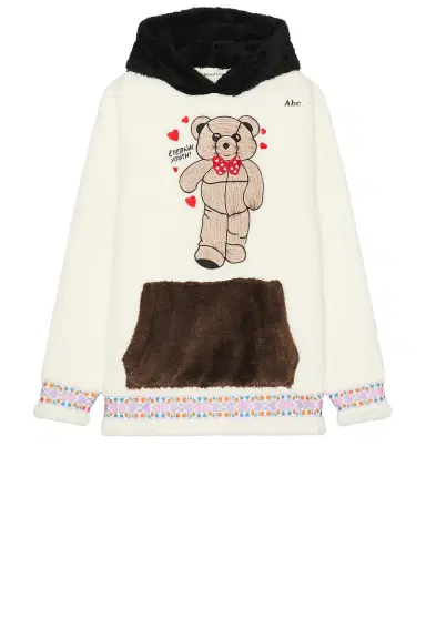 Advisory Board Crystals Bear Patch Boa Fleece Pullover Hoodie | Thumbnail 4
