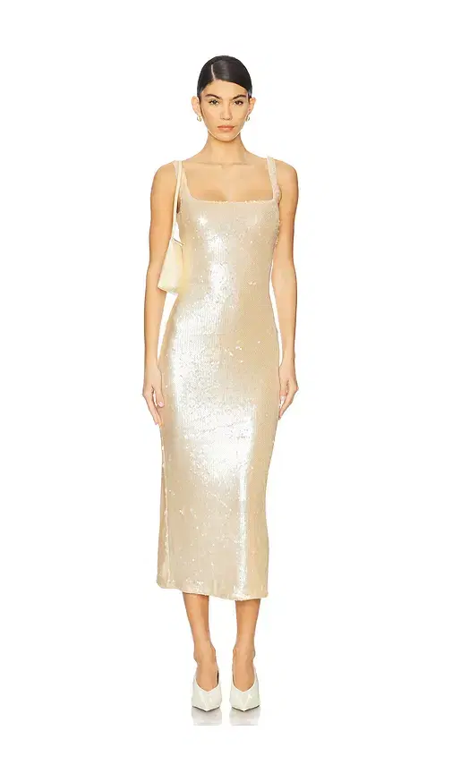 L'Academie Ceci Sequin Midi Dress