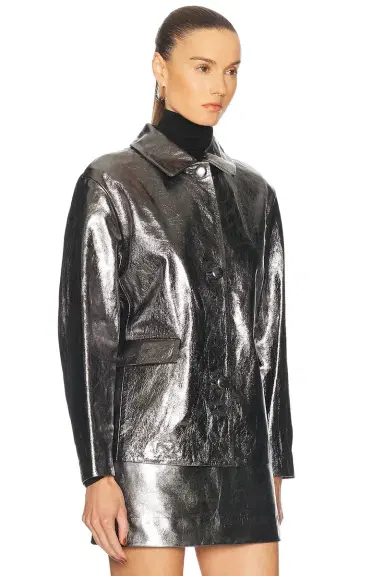 RENGGLI Foil Leather Jacket | Thumbnail 3