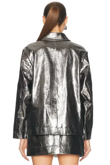 RENGGLI Foil Leather Jacket | Thumbnail 4