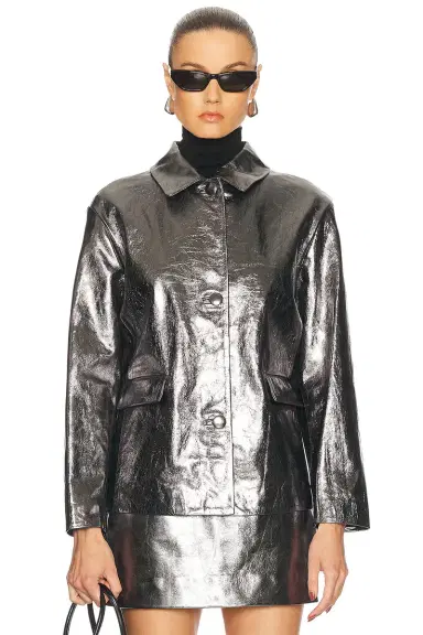 RENGGLI Foil Leather Jacket | Thumbnail 1