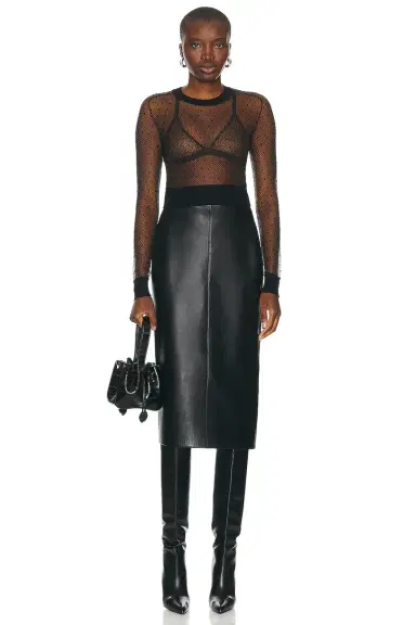ALAÏA Leather Pencil Skirt | Thumbnail 4 ALAÏA Leather Pencil Skirt | Thumbnail 4