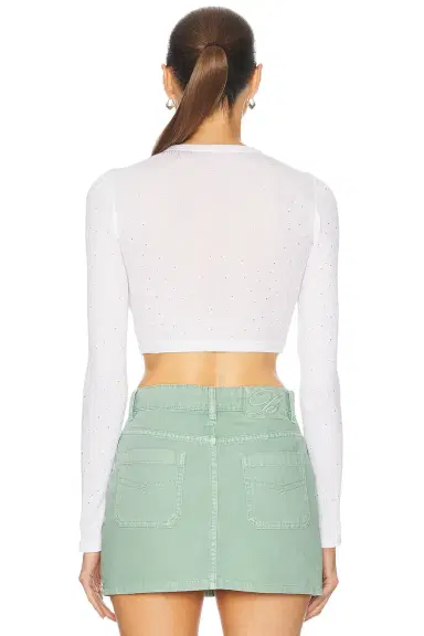 Alexander Wang Crystal Hotfix Cropped Long Sleeve Top | Thumbnail 4