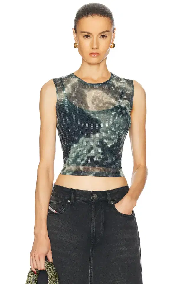 Alexander Wang Hotfix Crystal Cropped Tank Top