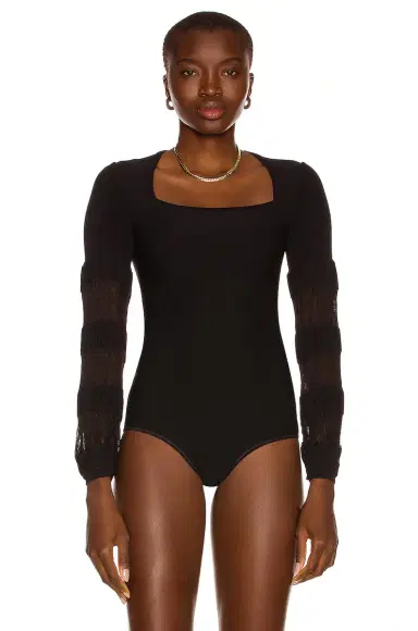 Alaïa Square Open Neck Fitted Bodysuit | Thumbnail 2