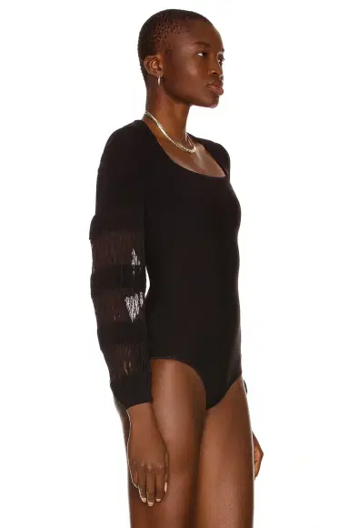 Alaïa Square Open Neck Fitted Bodysuit | Thumbnail 3
