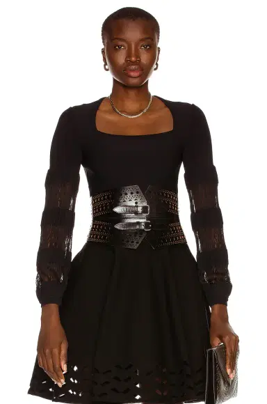 Alaïa Square Open Neck Fitted Bodysuit | Thumbnail 1