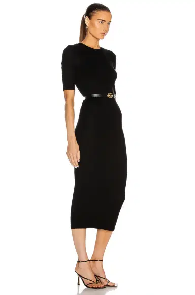 ENZA COSTA Silk Rib Half Sleeve Crew Midi Dress | Thumbnail 2