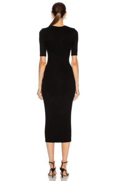 ENZA COSTA Silk Rib Half Sleeve Crew Midi Dress | Thumbnail 3