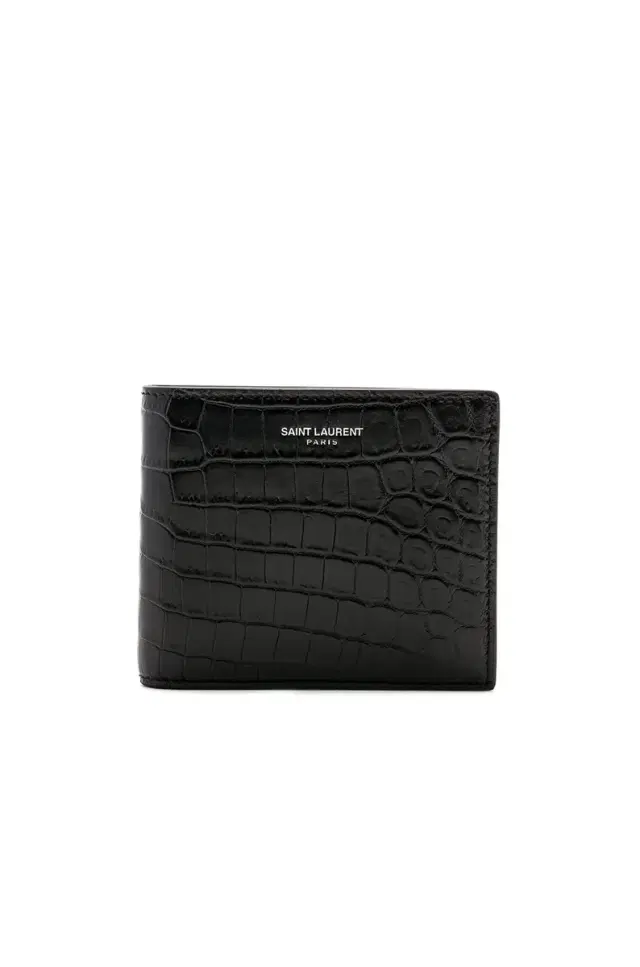 Saint Laurent Matte Croc Billfold Wallet