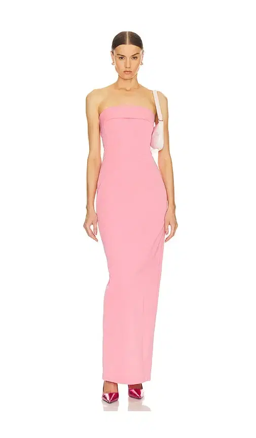 Helsa Tech Gabardine Long Strapless Dress