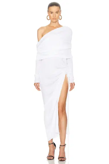 Alaïa Off Shoulder Asymmetric Dress | Thumbnail 1 Alaïa Off Shoulder Asymmetric Dress | Thumbnail 1