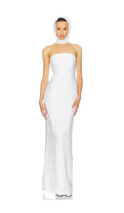 Helsa Linen Strapless Maxi Dress