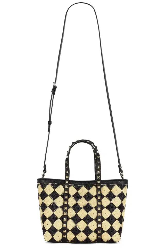 Valentino Garavani Raffia Mini Rockstud Tote Bag