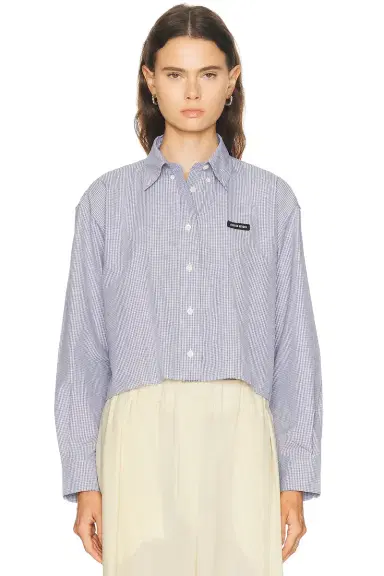 Miu Miu Cropped Button Up Top | Thumbnail 1 Miu Miu Cropped Button Up Top | Thumbnail 1