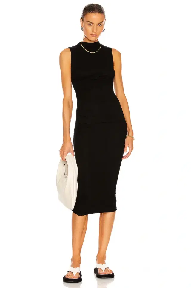 Enza Costa Silk Rib Sleeveless Twist Midi Dress