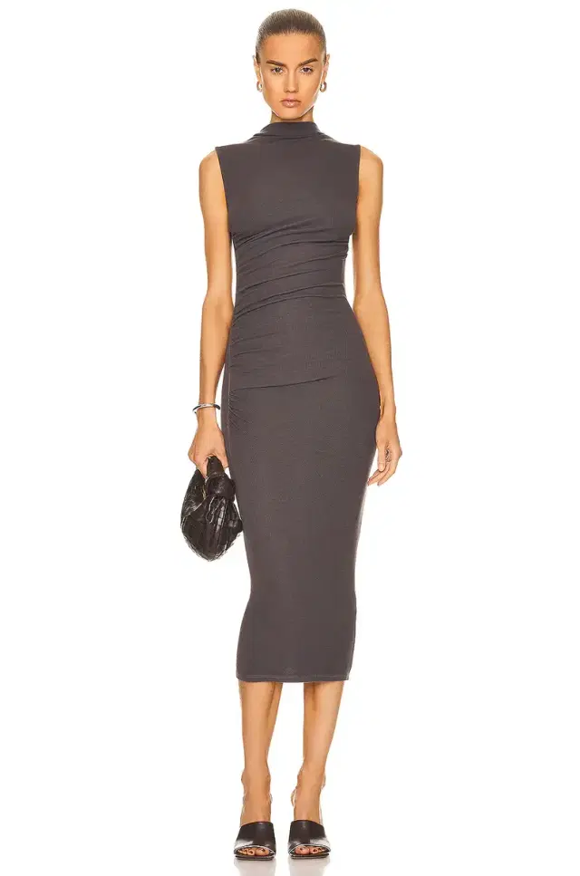 Enza Costa Silk Knit Sleeveless Twist Midi Dress