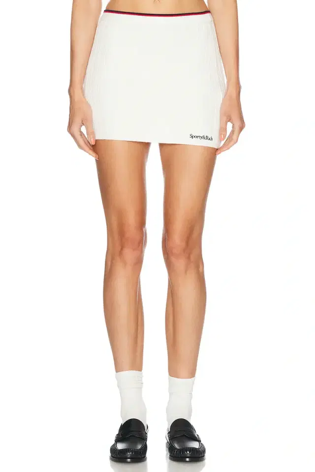 Sporty & Rich Serif Logo Mini Cable Skirt