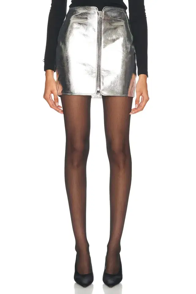 The Sei Zipped Leather Mini Skirt