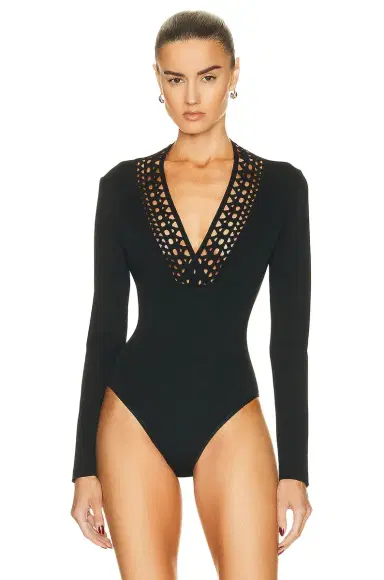 Alaïa Vienne V-neck Bodysuit | Thumbnail 2 Alaïa Vienne V-neck Bodysuit | Thumbnail 2