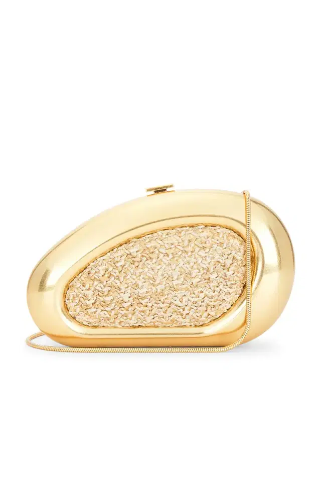 SIMKHAI Luna Raffia Oval Clutch