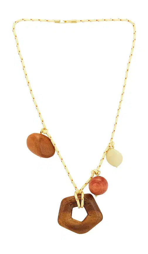 Timeless Pearly Wooden Charms Necklace