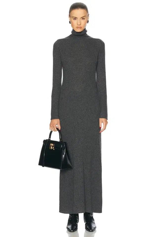 Guest In Residence Wide Rib Cashmere Turtleneck Dress