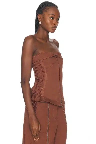SIMKHAI Sasha Zip Up Bustier Top | Thumbnail 2