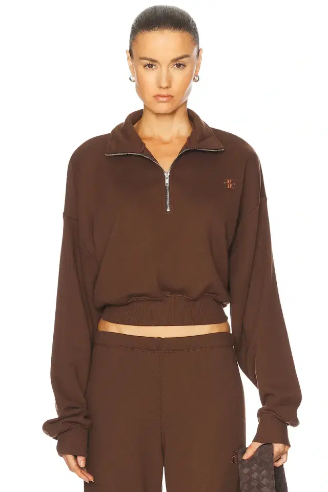 Eterne Cropped Half Zip Sweatshirt