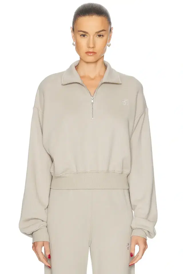 Cropped Half Zip Sweatshirt