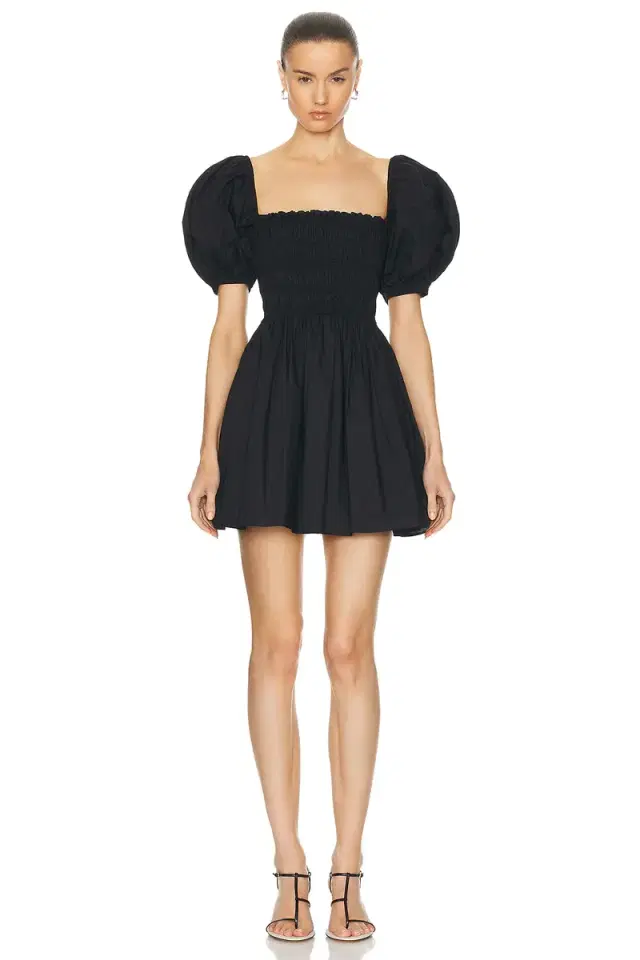 Shirred Peasant Mini Dress
