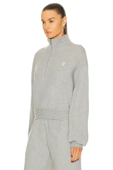 ÉTERNE Cropped Half Zip Sweatshirt | Thumbnail 3